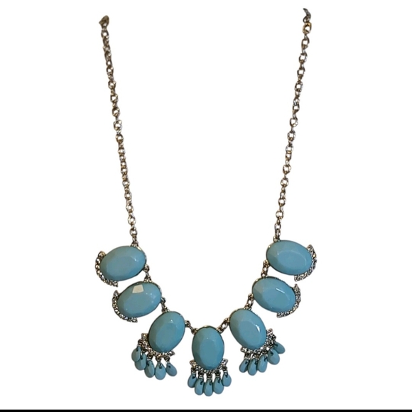 Vera Wang Jewelry - Simply Vera Wang Blue Acrylic & Rhinestone Statement Necklace Silver Tone 17-19"